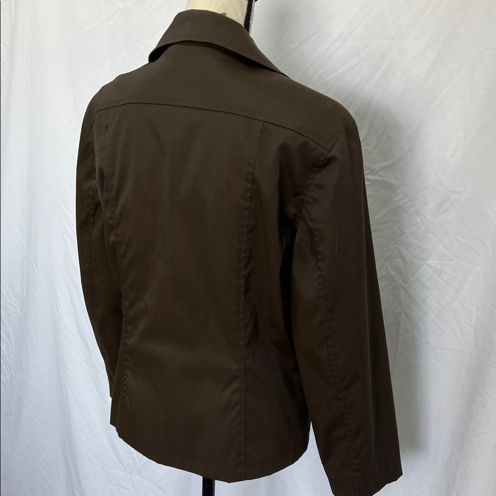Sleek nylon cotton moto jacket brown large by Stefanel Italy - Picture 5 of 11